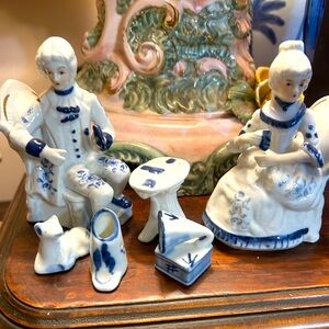 Vintage   Deville  Colonial Porcelain Figurines (6) pieces